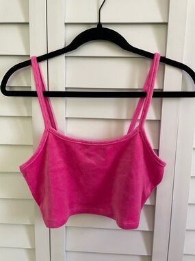 Barbiecore Velour Crop Tank Top